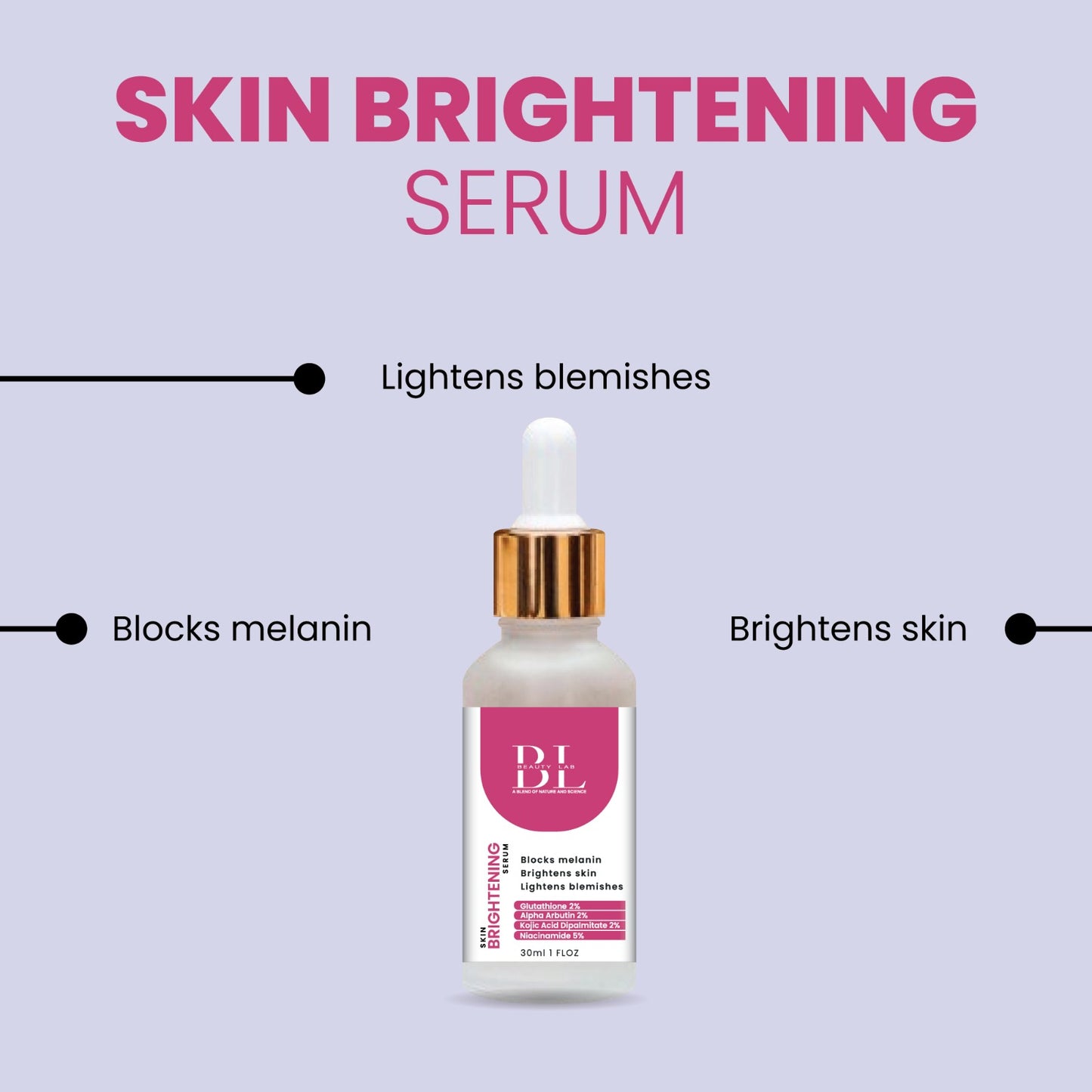 Skin Brightening Serum Glutathione 2% Alpha Arbutin 2% Kojic Acid Dipalmitate 2% Niacinamide 5%