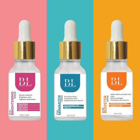 3 in 1 Serum Kit { GLOW BOOSTER VITAMIN C 15% SERUM, SKIN BRIGHTENING SERUM, PORE MINIZIR SERUM }