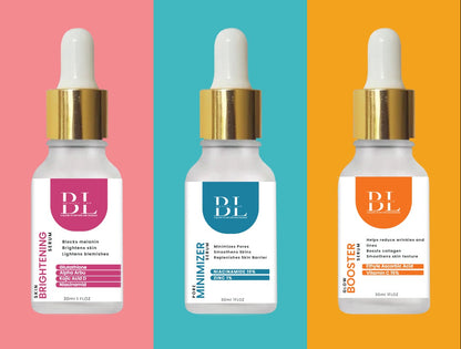 3 in 1 Serum Kit { GLOW BOOSTER VITAMIN C 15% SERUM, SKIN BRIGHTENING SERUM, PORE MINIZIR SERUM }